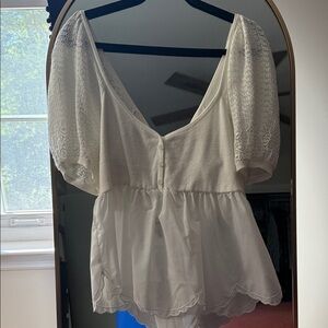 Anthropologie Cream Lace Women's Top